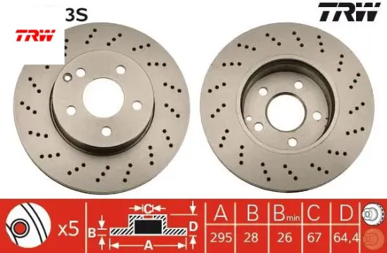 Fren dıskı on mercedes c-class amg w204 s204 c204 trw a2044213612 resmi