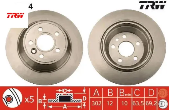 Arka fren dısk aynası v70 ııı 07 d4 13 s80 ıı 2.0 3.2 /2.0tdı 08 xc70 06 trw 30769058/ 31471832 resmi