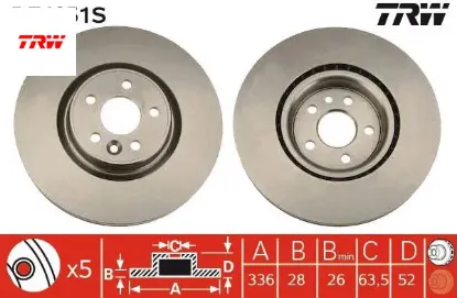 On fren dısk aynası havalı s60 ıı 10 15 s80 ıı 06 v60 ı 11 15 v70 ııı 07 15 xc70 ıı 09 15 336cm cap trw 30769057/ 30736313 resmi