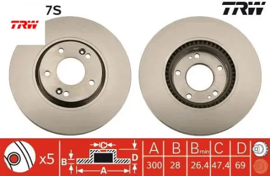 Ön fren aynası adet grandeur 11 ı30 08-12 ceed 12 soul 14 trw 51712a6600/ 517122l500 resmi