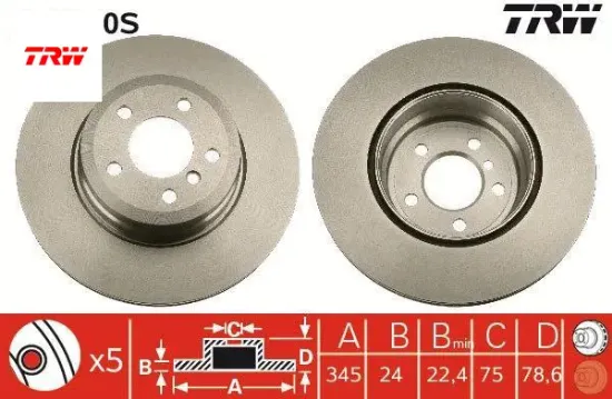 Fren dıskı arka adet e70 f15 e71 f16 trw 34216886480 resmi
