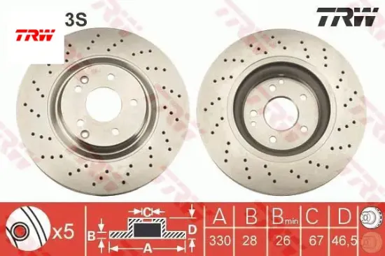 Fren dıskı on w203 cl203 s203 c209 a209 r171 amg spor tıp trw a2034211312 resmi
