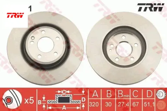 Fren dıskı on mercedes w176 w246 c117 x117 x156 trw a2464212612 resmi