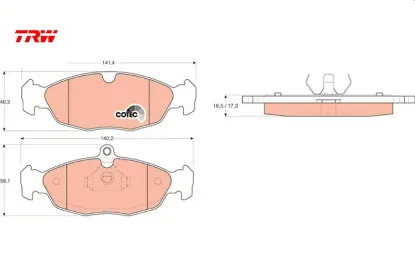 Ön balata astra f-corsa a b -vectra a-tıgra- 94-00 combo 1.4-1.6i-1.7 d 92-00 gdb1040 trw 1605907/ 1605881/ 1605087/ wva20547 resmi