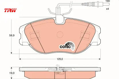 Ön fren balatası fişli expert 96 06 p806 94 02 jumpy 96 06 evasıon 94 02 scudo 96 06 trw 4254.53/ 4251.09/ 4251.10/ 71752992 resmi