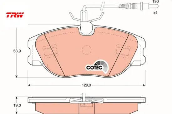 Ön fren balatası fişli expert 96 06 p806 94 02 jumpy 96 06 evasıon 94 02 scudo 96 06 trw 4254.53/ 4251.09/ 4251.10/ 71752992 resmi
