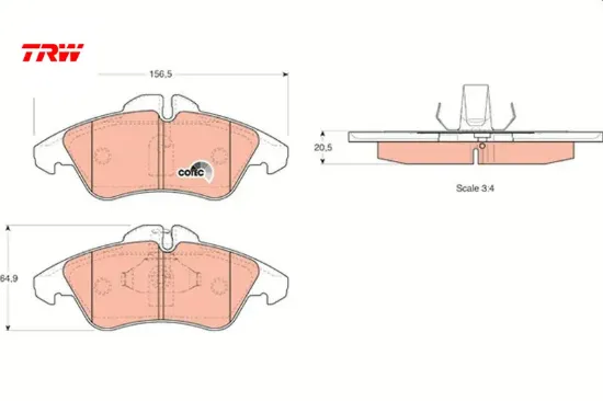 Fren balatası on mercedes w638 b901>b904 . Vw lt 28-35-46 trw a0024203920/ 2d0698151 resmi