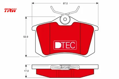Disk balata dtec arka a1 8x1. 8xk . A1 sportback 8xa. 8xf . A2 8z0 . A3 8l1 1997-2015 trw 1h0698451d/ 8e0698451k/ 1j0698451k resmi