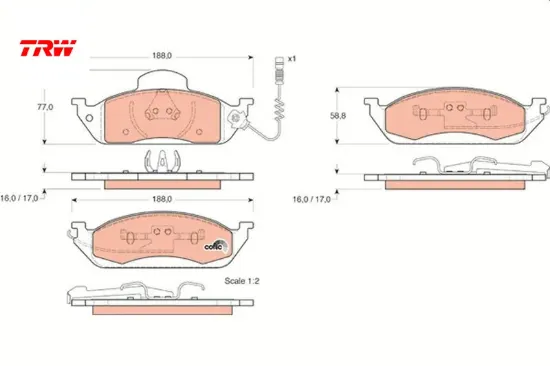 Fren balatası on mercedes ml-class w163 98 05 trw a1634201220 resmi