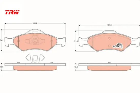 Ön balata fıesta 95 >02 ford ka 96 > mazda 121 96 > trw ys612k021aa/ ys6j2k021ab/ 1e103323z resmi