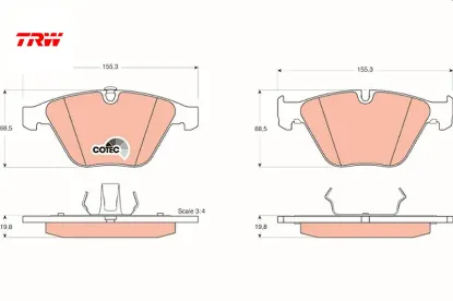 Fren balatası on e90 e91 e92 e93 e84 e89 trw 34116794917 resmi