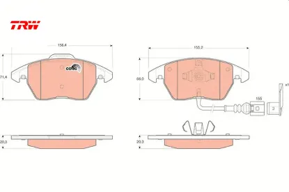 Ön balata fişli caddy ııı 04 golf ıv v vı 97 jetta passat 05 polo 09 octavıa 04 trw 1k0698151/ 1k0698151e/ wva23587 resmi
