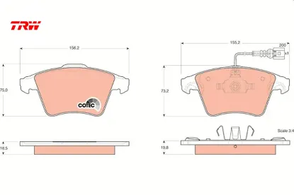 Ön balata fişli transporter t5 16 jant ym kalın 03 > trw 7h0698151/ 7h0698151b resmi