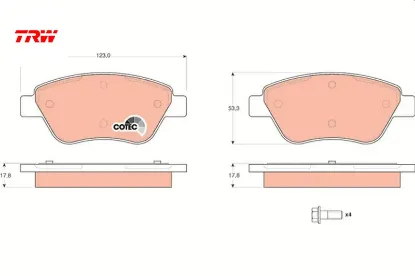 Ön balata albea-palıo-stılo-sıena doblo 1.3 1.9 ıdea corsa 1.3 07 fişsiz trw 4254.06/ 55175317/ 55174420/ wva23705 resmi