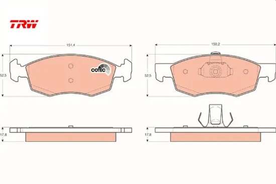 Ön balata doblo 01 albea palıo 96 trw 77362205/ 77363496/ 55170904 resmi