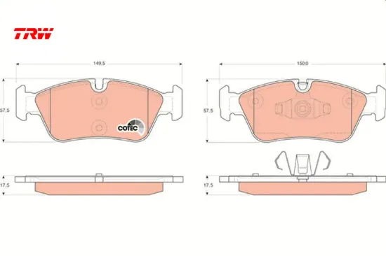 Fren balatası on bmw e87 e90 e91 trw 34116769763 resmi