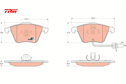 Ön balata audı a6-a8 2.0 3.0 tdı 3.2 fsı 06 > gdb1617-gdb1554 trw 4e0698151m/ 4e0698151f/ wva23801 resmi