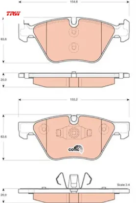 Fren balatası on bmw e81 e82 e87 e88 e90 e92 e93 trw 34116777772 resmi
