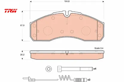 Fren balatası on b905 b667 b668 b670 trw a0034204620 resmi