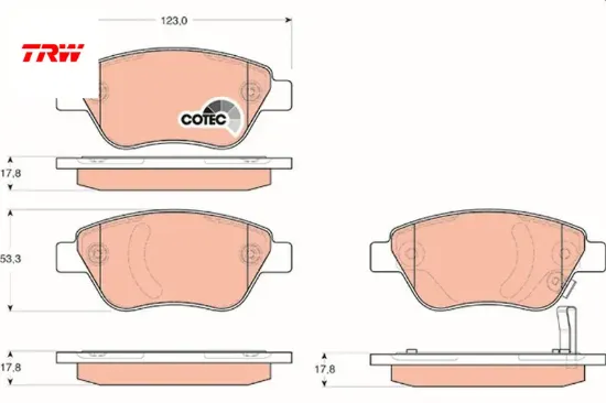 Ön balata corsa d küçük tip 1.0-1.2-1.3 cdtı-1.4 06 adam 14 doblo 03 panda 04 trw 1605226/ 93169174/ 77364919/ 93169254 resmi