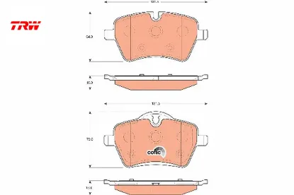 Ön balata mini cooper s r50 r5 02 06 r52 04-07 r56 06 10 r57 10 r59 12 r58 r60 r61 trw 34116770251/ 34116778320/ 34119804735 resmi