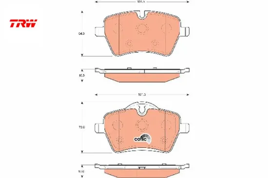 Ön balata mini cooper s r50 r5 02 06 r52 04-07 r56 06 10 r57 10 r59 12 r58 r60 r61 trw 34116770251/ 34116778320/ 34119804735 resmi