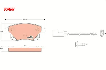 Arka fren balatası transıt v347-v348 06 11 fıslı trw me6c1j2m008ab/ 6c112m008af/ 1371454 resmi