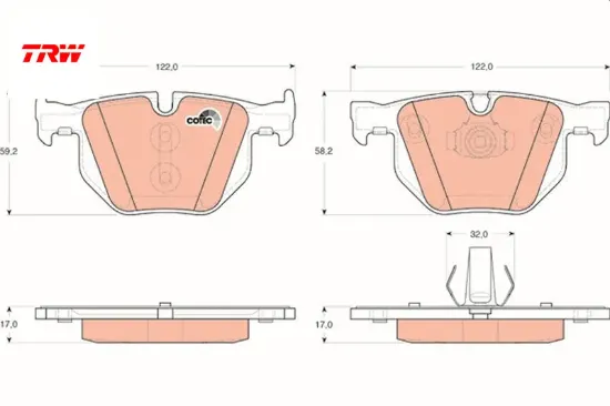 Fren balatası arka e70 f15 e71 f16 trw 34216776937 resmi