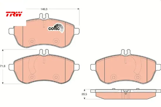 Fren balatası on mercedes w204 s204 c204 c218 w212 s212 c207 a207 r172 trw a0074205520 resmi