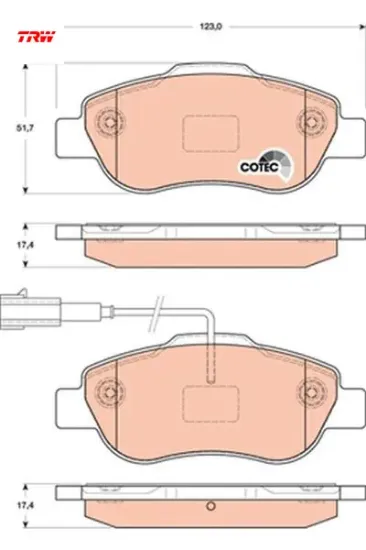 Ön balata doblo 1.3-1.6-1.9 jtd 02 fıorıno 1.3-1.4 mtj 08 500 1.4 07 trw 7364636/ 77364637/ 9s512k021a resmi