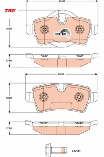Fren balatası arka mını r55 r56 r57 r58 r59 trw 34216778327 resmi