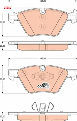 Fren balatası on bmw e81 e82 e87 e88 e90 e92 e93 trw 34116777772 resmi