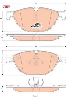 Fren balatası on f10 f01 f07 f12 f13 f06 trw 34116851269 resmi