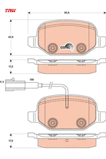 Arka fren balatası mıto 09 lınea 09 1.3jtd 1.4tjet 1.6jtd trw 71770108/ 77365752/ 77365858 resmi