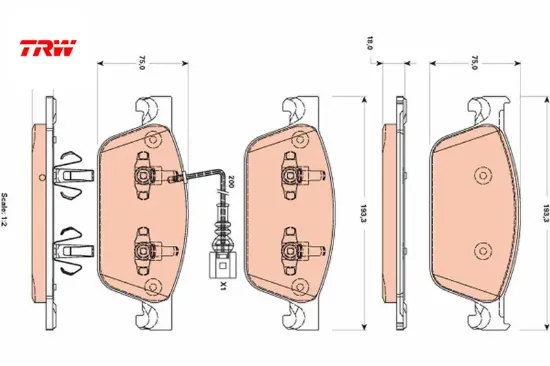 Ön balata transporter t6 10 > 180 hp gdb1887 trw 7e0698151/ 7e0698151b resmi