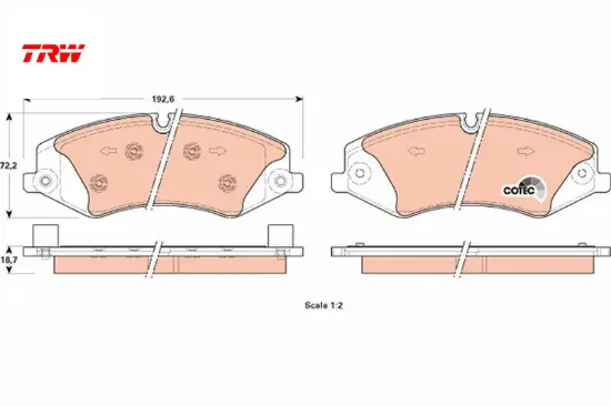 Fren balatası on land rover defender l663 l319 l462 range rover l322 l405 l320 l494 l560 trw lr021253 resmi