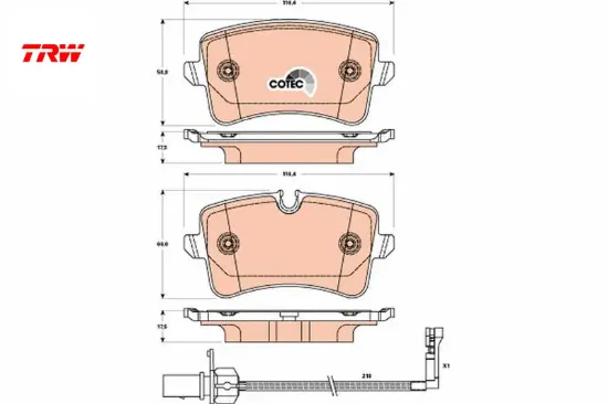 Arka balata audı a4 r84 12 a5 13 a6 11 a7 14 q5 12 2.0tdi 3.0tdi porsche macan 14 trw 4g0698451/ 4g0698451a resmi