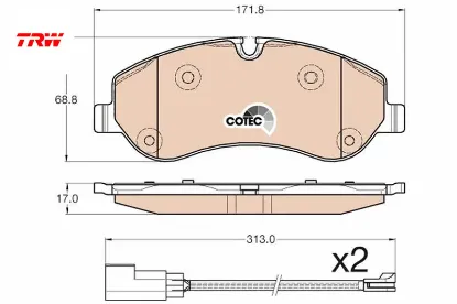 Ön balata transıt v363 14 -transıt custom 2.2 tdcı 12 2 adet kablolu trw mebk2j2k021aa/ bk212k021aa / 1842632 resmi