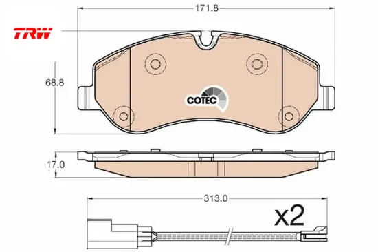 Ön balata transıt v363 14 -transıt custom 2.2 tdcı 12 2 adet kablolu trw mebk2j2k021aa/ bk212k021aa / 1842632 resmi