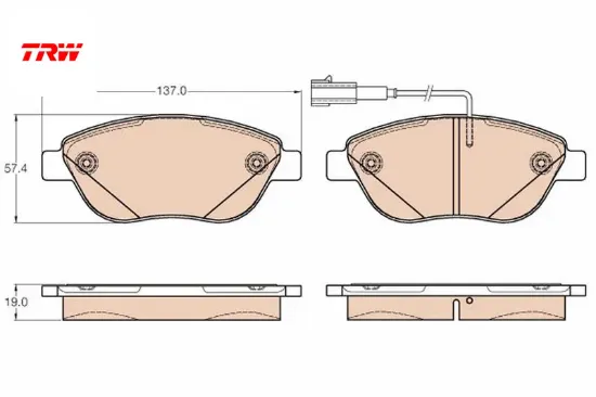 Ön balata fıat lınea 1.6d 09 > euro5 motor çift fişli trw 77365865 resmi