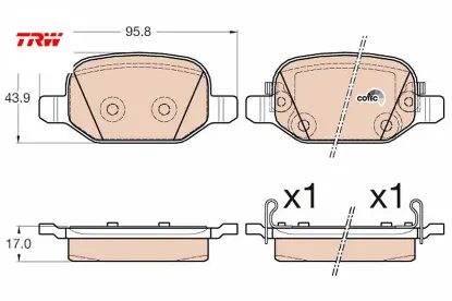 Arka fren balatası 500l 12 0.9 1.3dmtj 1.4 1.6d mtj trw 77366456/ 77366457/ 77366993 resmi