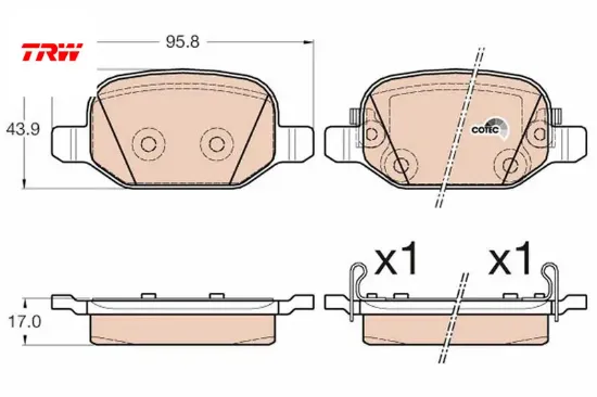 Arka fren balatası 500l 12 0.9 1.3dmtj 1.4 1.6d mtj trw 77366456/ 77366457/ 77366993 resmi