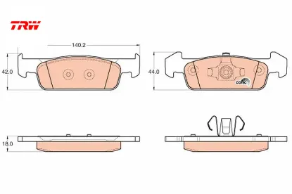 Ön balata clıo ıv 1.2 1.5dci 12 sandero ıı 1.2.1.2 lpg 2012 logan 12 140.2x18x42 trw 410609646r/ 410602396r resmi