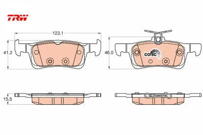 Arka fren balatası p308 ıı 1.2 vti-1.2 thp-1.6 hdi-2.0 hdi 13 fren diski çapı 249mm için trw 1611331480/ 1610814180/ 1647875680 resmi