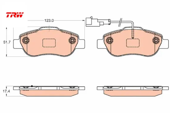 Ön fren balatası 500 07 panda 12 1.2 1.3d mtj trw 71773151 resmi