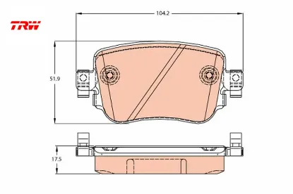 Arka balata vw caddy ıv 1.0tsı-1.2tsı-1.4tsı-1.6tdı-2.0tdı 15 audı a1 1.0tfsı-1.2tfsı-1.4tfsı 10 trw 8u0698451f/ 5q0698451f/ 5q0698451b resmi