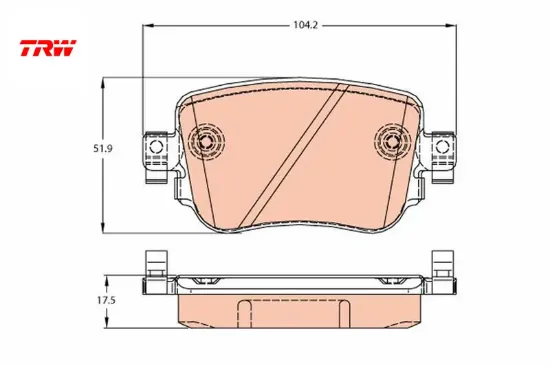 Arka balata vw caddy ıv 1.0tsı-1.2tsı-1.4tsı-1.6tdı-2.0tdı 15 audı a1 1.0tfsı-1.2tfsı-1.4tfsı 10 trw 8u0698451f/ 5q0698451f/ 5q0698451b resmi
