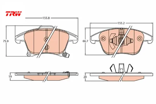 On fren balatası galaxy s-max 15 mondeo ıv 14 16 jant trw dg9c2k021ee/ 1917494/ 2014119 resmi