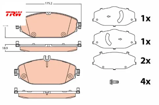Fren balatası on mercedes w205 s205 c205 a205 c257 w213 s213 a238 c238 trw a0004209300 resmi