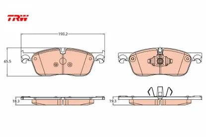 Fren balatası on land rover range rover velar l560 . Jaguar f-pace x761 xe x760 xf ıı x260 xf x260 trw lr090689/ t4n13434 resmi